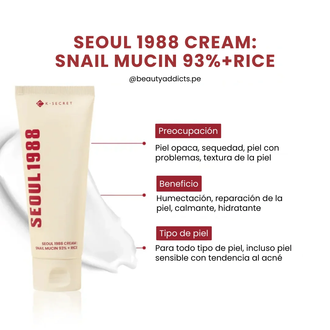 K-SECRET SEOUL 1988 Cream: Snail Mucin 93% + Rice - Image 2