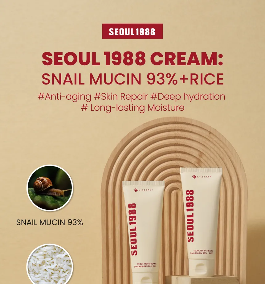 K-SECRET SEOUL 1988 Cream: Snail Mucin 93% + Rice - Image 5